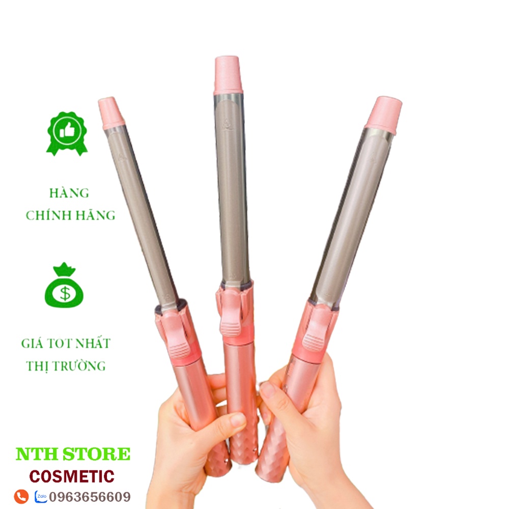 Máy Uốn Tóc Xoan Xoay 360 Hàn Quốc Màu Hồng Tặng Kèm 1 Lược 2 Kẹp Kèm Ảnh Thật