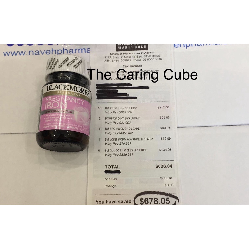 Viên uống bổ sung sắt cho bà bầu Pregnancy Iron Blackmores chính hãng Úc 30 viên - The Caring Cube
