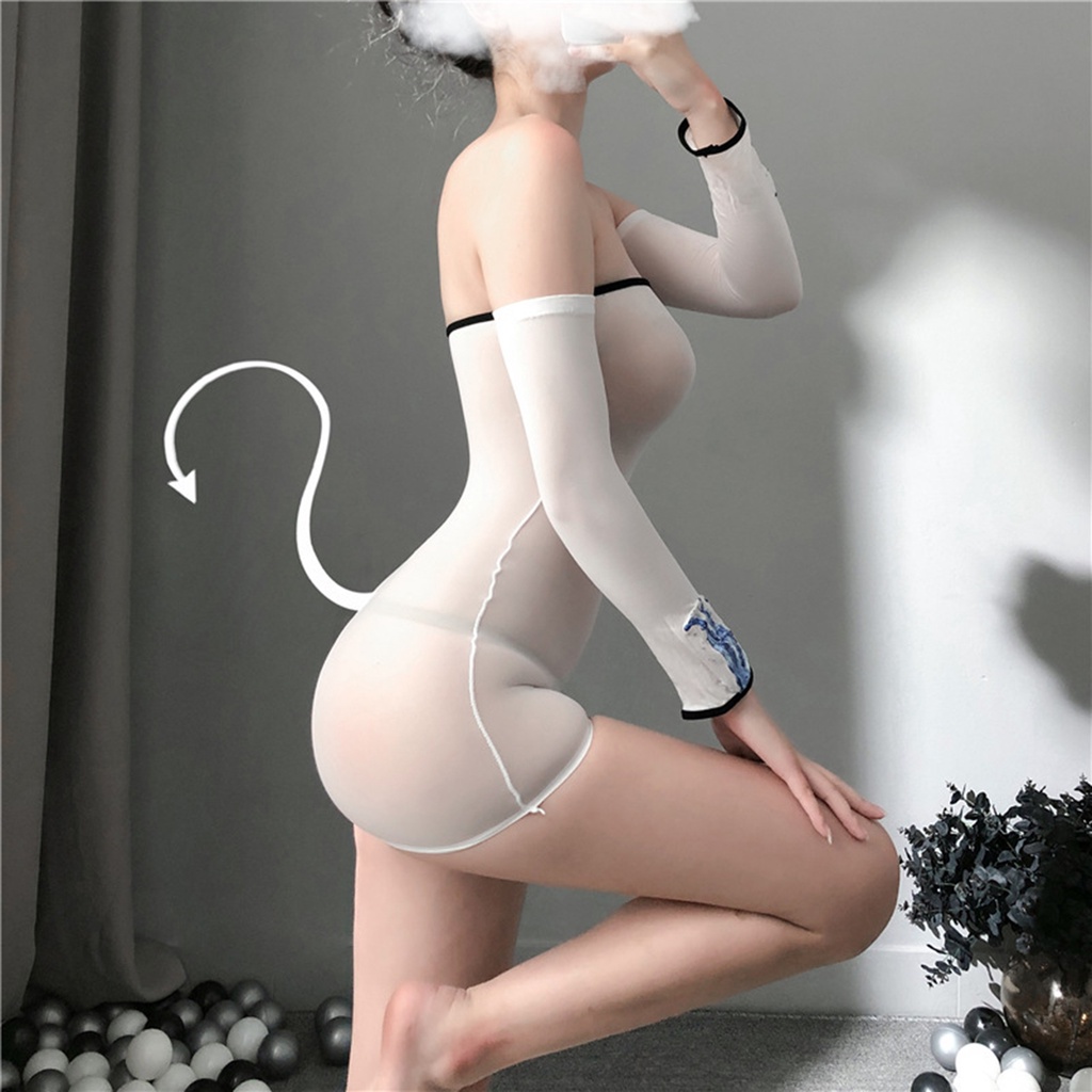 Đầm Ngủ Babydoll Tay Dài Không Dây Kín Đáo Gợi Cảm Cho Nữ
