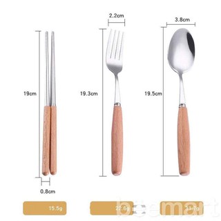 Bộ thìa dĩa lúa mạch cán gỗ cao cấp hàng loại 1