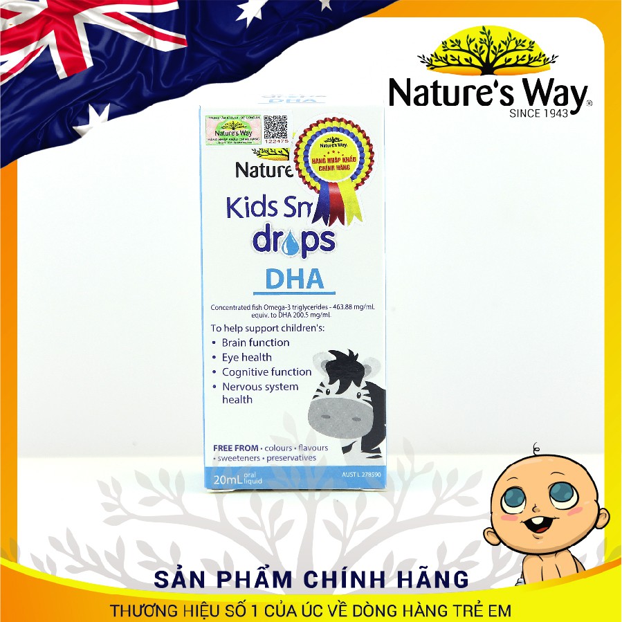 DHA cho bé Nature's Way Kids Smart Drops DHA - Tăng chỉ số IQ, giúp trẻ thông minh vượt trội