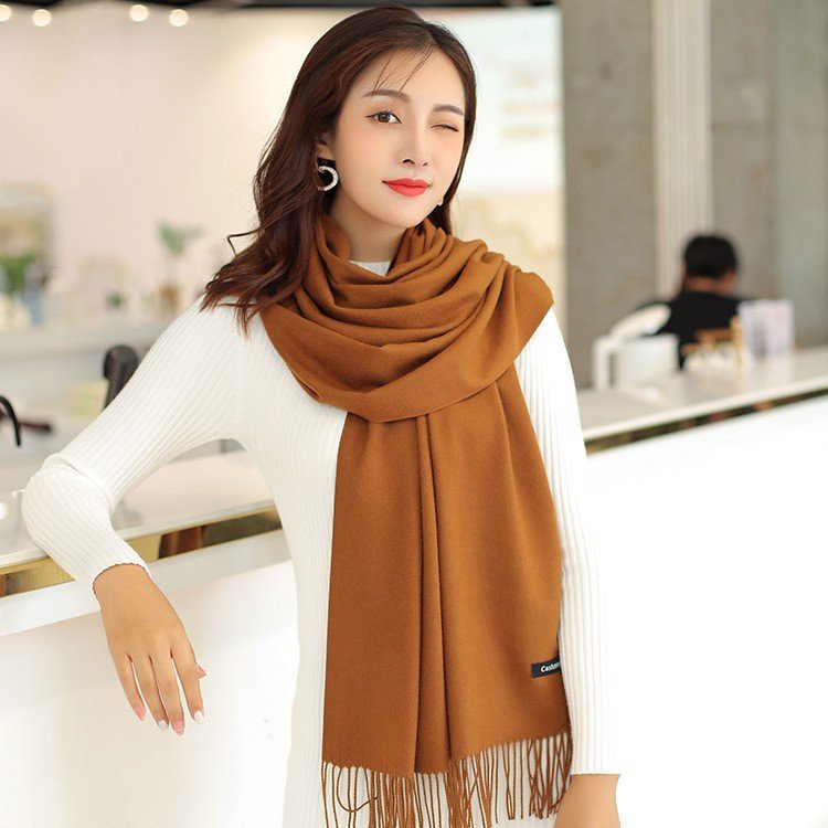Khăn quàng cổ nữ mùa đông len cashmere choàng cổ đẹp giữ ấm đủ màu trơn đen, vàng, đỏ, be, xanh dương, tím, rêu, hồng