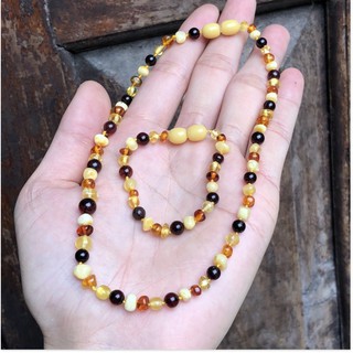 Bộ Hổ Phách Tự Nhiên cho bé - Vòng cổ + Vòng Tay - Giúp bé hay ăn, giảm ốm sốt, ngủ sâu giấc, ít quấy khóc