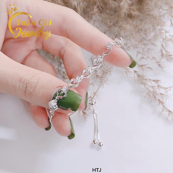 ♥️MẪU MỚI♥️ Lắc Tay Nữ Bạc Cao Cấp, Kiểu Dáng Dây Rút Chỉnh Cỡ Tiện Lợi