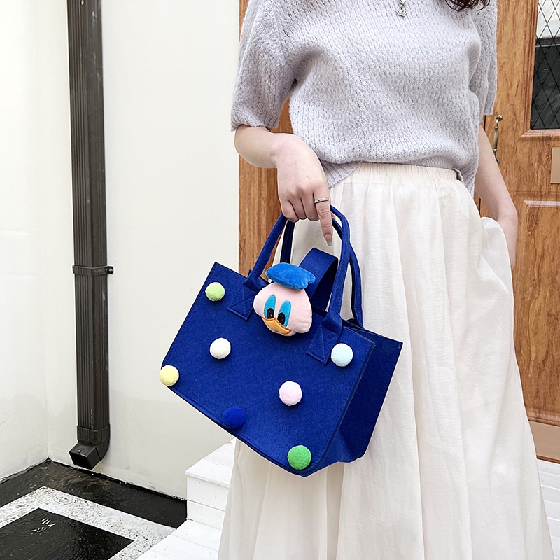 Túi Xách Mua Sắm Bằng Vải Nỉ Kích Cỡ Lớn Kiểu Dáng Dễ Thương Xinh Xắn