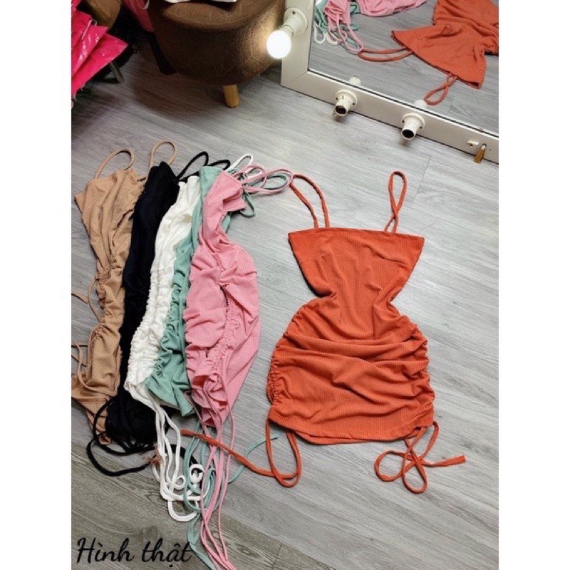 ĐẦM HAI DÂY RÚT MẶC HAI KIỂU ÔM BODY 2NR alohashop