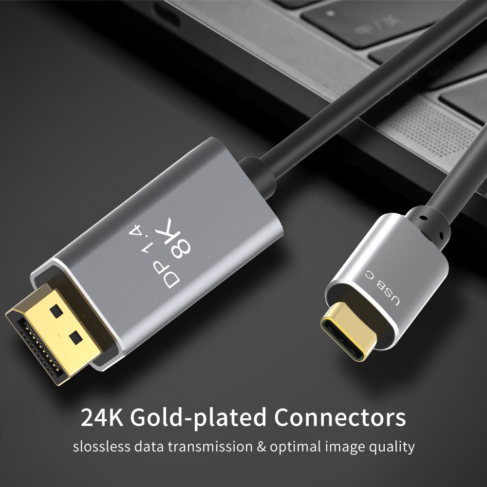 Cáp chuyển đổi 8k 3.1 type c sang dp 1.4 1.8m cho pc / laptop / điện thoại