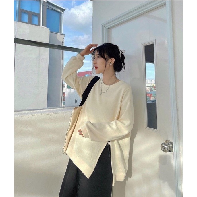 (ảnh thật ở cuối) Áo nỉ xẻ tà thu đông full màu cho nữ | BigBuy360 - bigbuy360.vn