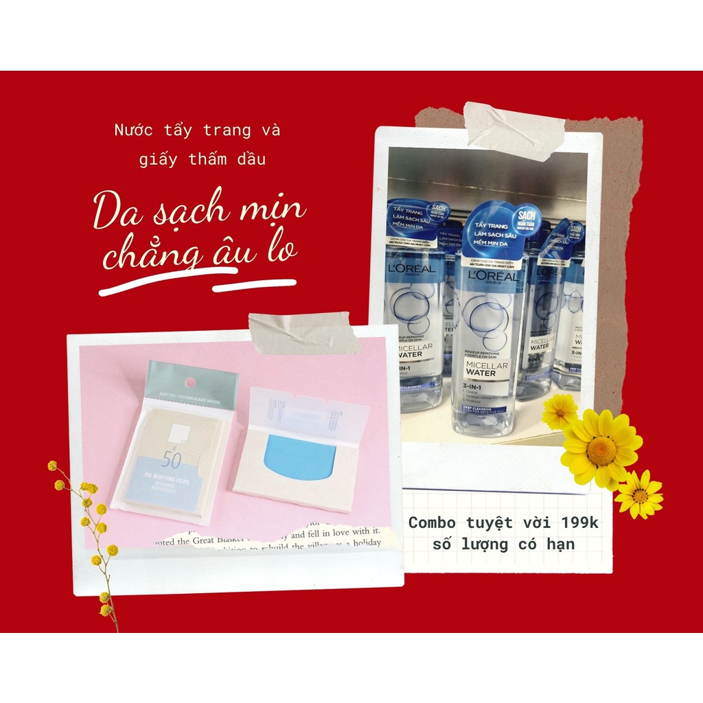 Combo mua NƯỚC TẨY TRANG tặng Giấy Thấm Dầu
