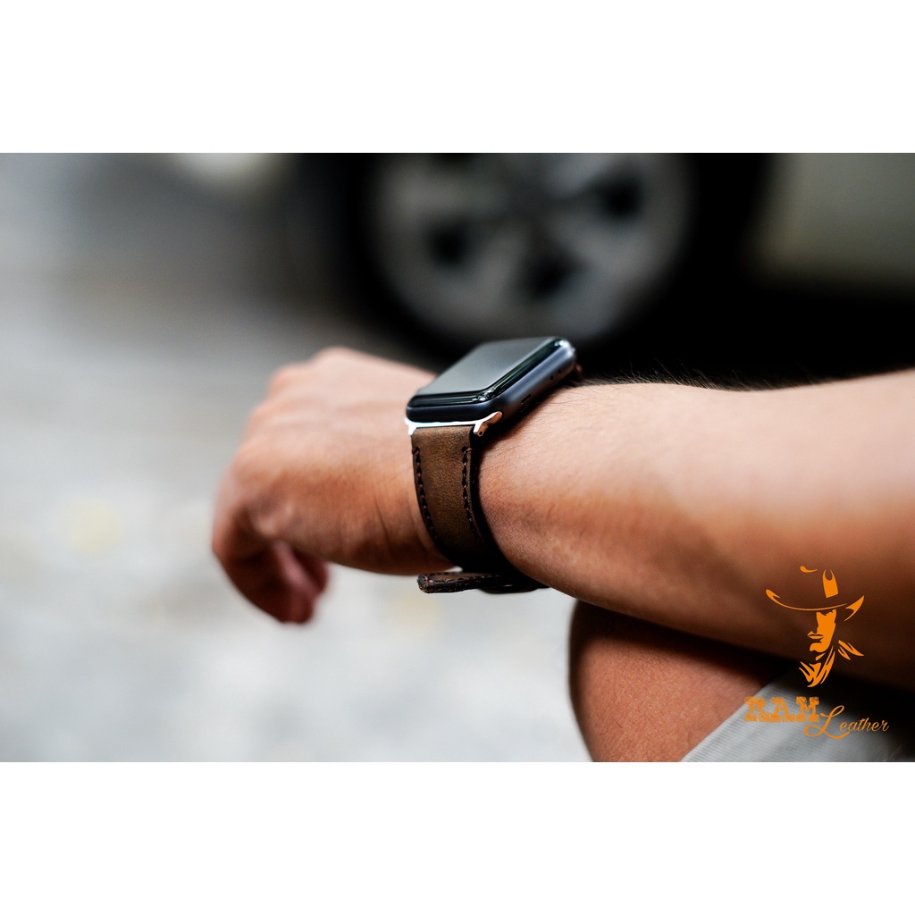 Dây đồng hồ Apple Watch , Iwatch , Iphone Watch Da Bò Nâu Đất RAM Leather Classic 1950  Bền Đẹp