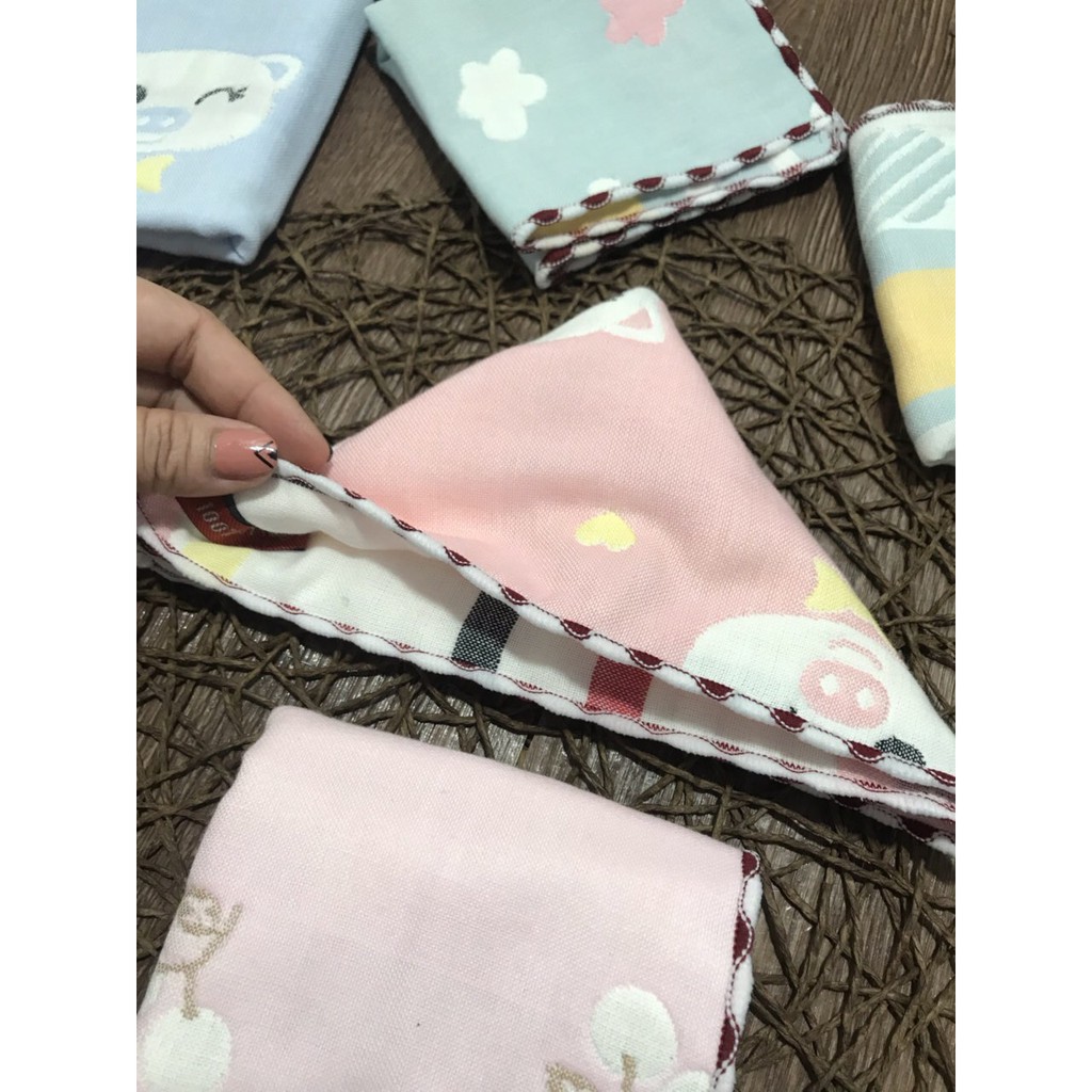 Khăn rửa mặt cho bé, Khăn mặt cotton lee lee 6 lớp loại dày, Khăn Lau cotton  mặt cho bé