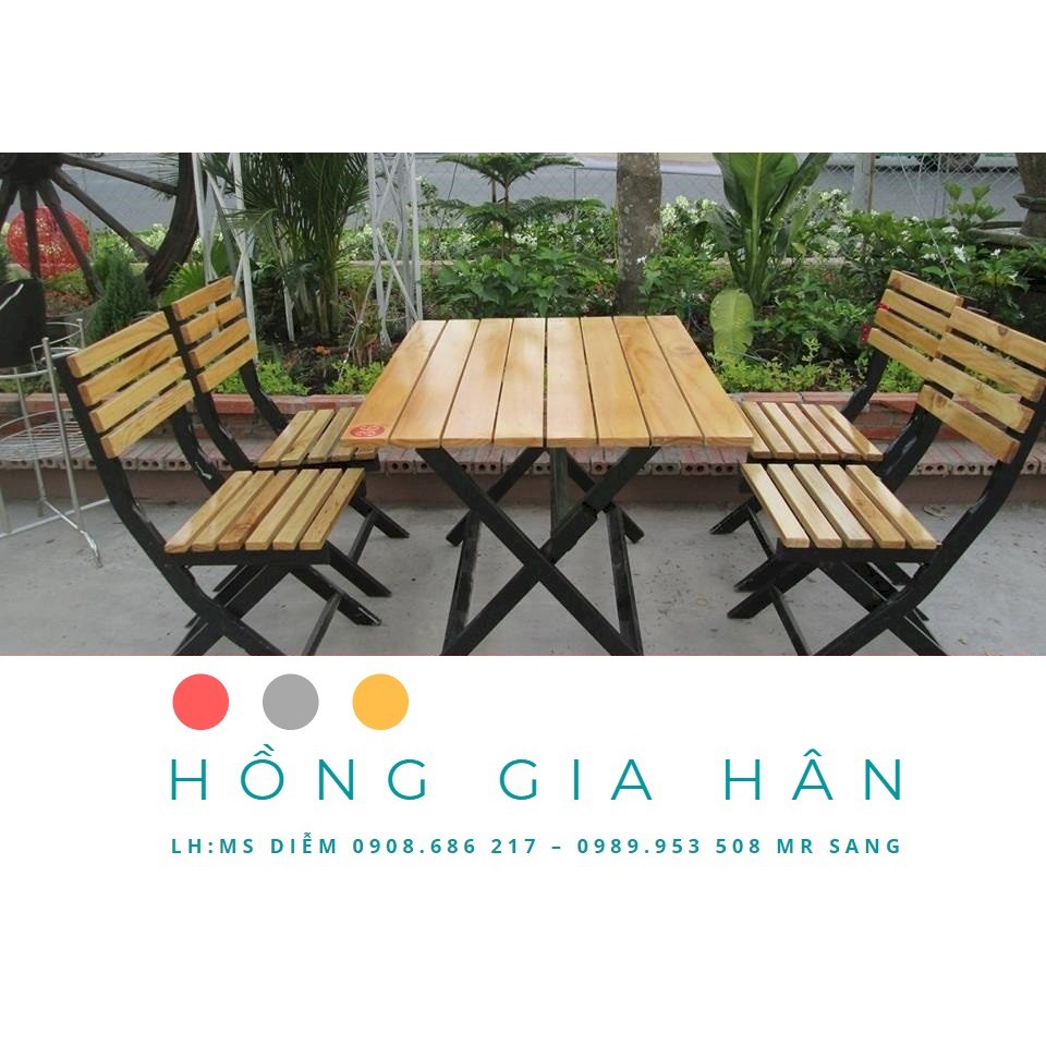 Bộ Bàn Ghế Gỗ Pallet Xếp Gọn Hồng Gia Hân