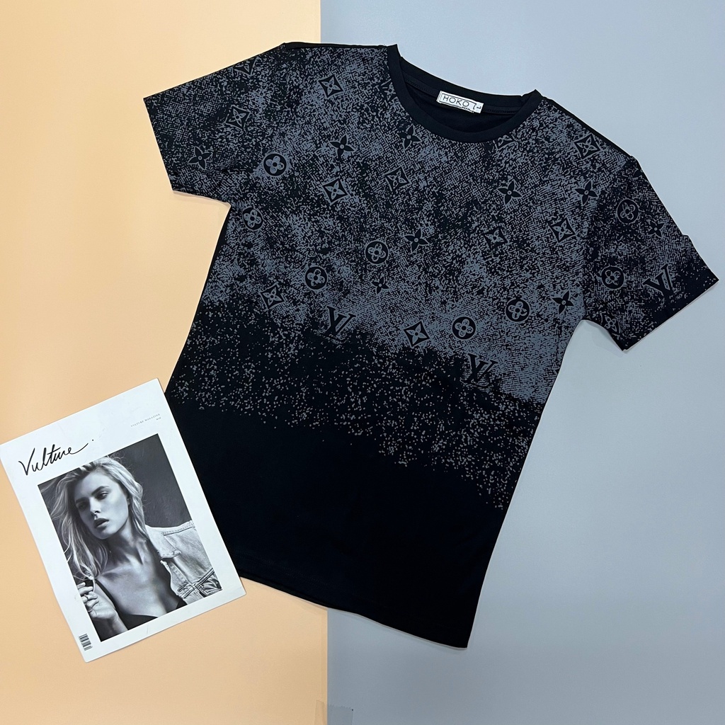 Áo Thun Phối Màu Họa Tiết LV Tay Lỡ Chất Thun Cotton Form Unisex Style Hàn Quốc, Cá Tính Năng Động