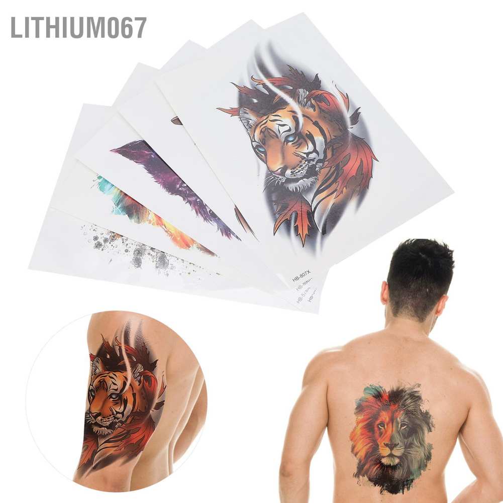 Lithium067 5Pcs Half Arm Temporary Tattoo Sticker Waterproof Long Lasting Stickers for Men Hình xăm dán họa tiết động vật