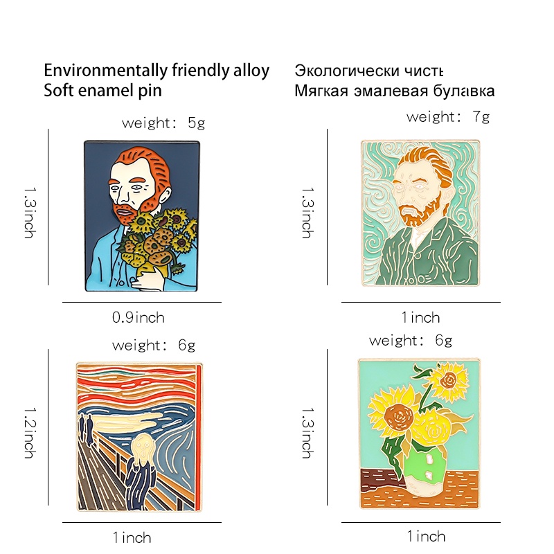 Ghim Cài Áo Hình Tranh Sơn Dầu Vincent Van Gogh Làm Quà Tặng Nghệ Thuật