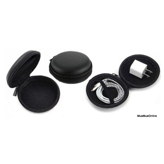 Bóp Đựng Tai Nghe, Cóc Cáp Sạc Tròn Đen