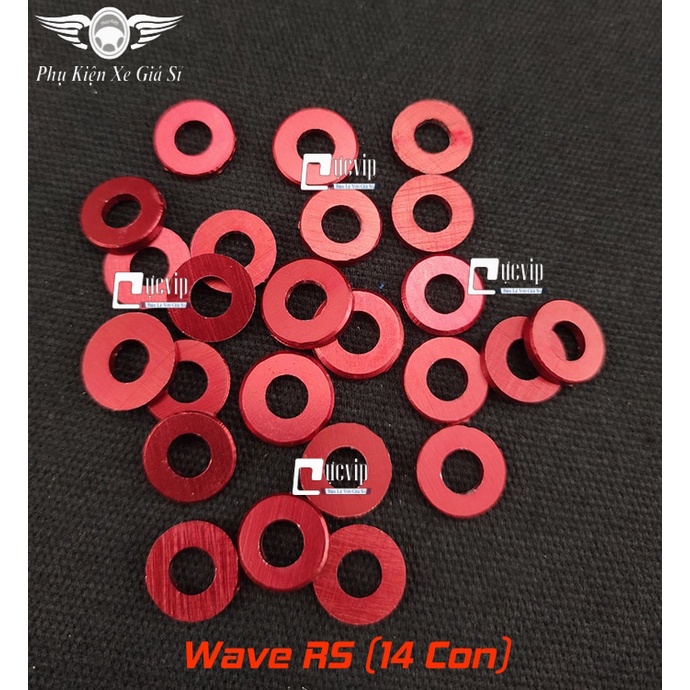 Combo 14 Con Lông Đền 6Li Đỏ Nhôm CNC Gắn Ốc Lốc Máy Xe Wave RS MS5227