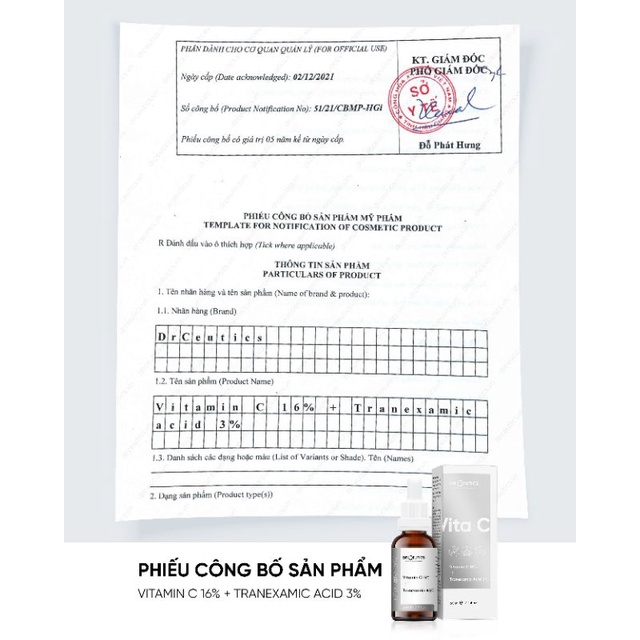 Serum Vitamin C 16% + tranexamic acid 3%  DrCeutics Ngăn Ngừa Lão Hóa Và Làm Sáng Da