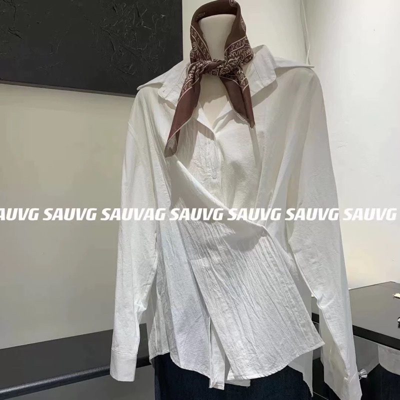 V501 Áo sơ mi đóng cúc lệch sauv