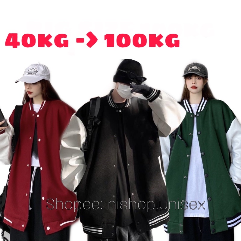 Áo khoác bomber basic big size 100kg nam nữ
