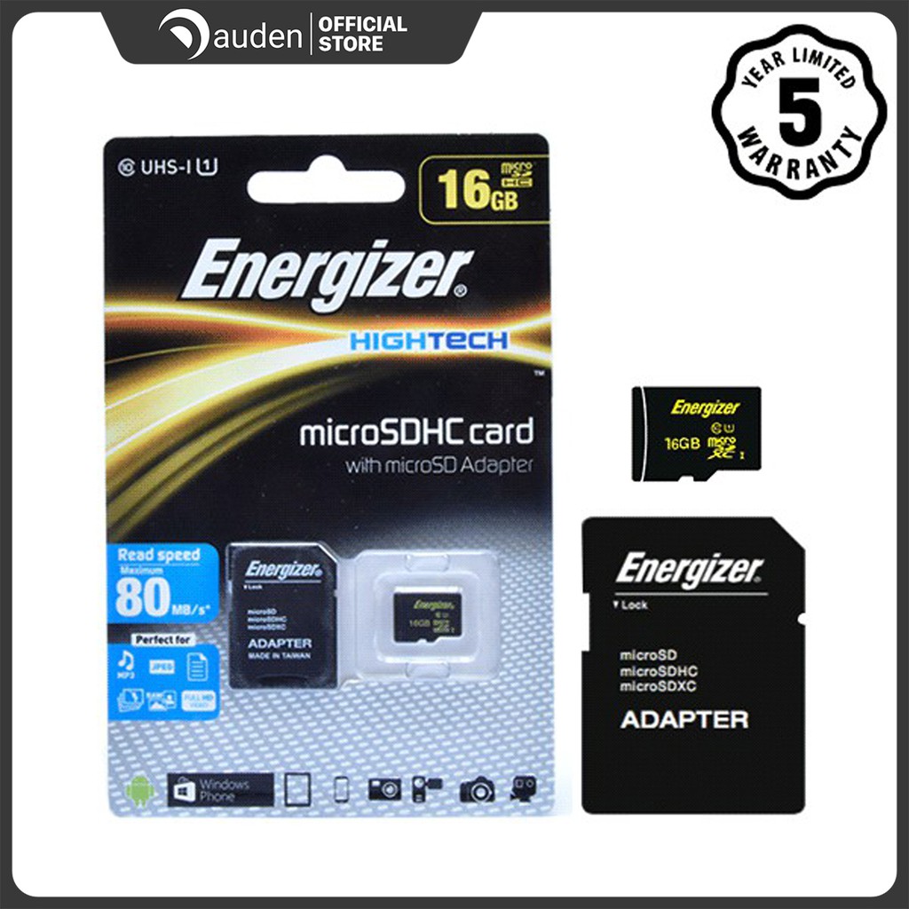 Thẻ nhớ Micro SDHC 16GB Energizer HT C10 U1 80Mb/s - FMDABH016A