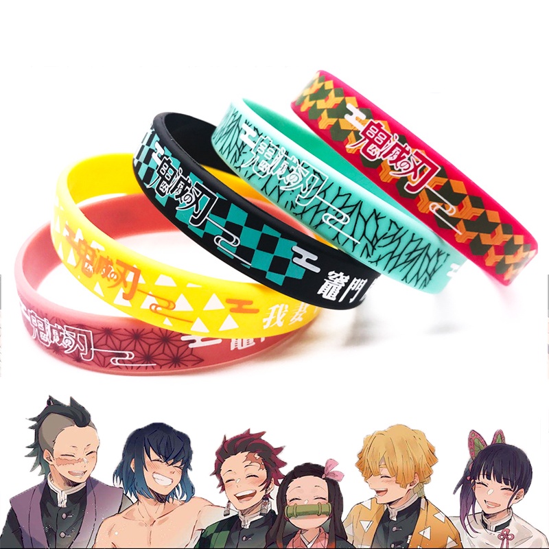 Vòng Đeo Tay Silicone Họa Tiết Demon Slayer Kimetsu No Yaiba 5 Phong Cách