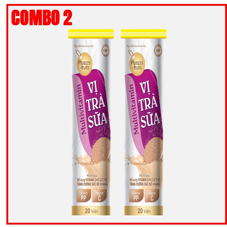 Viên Sủi Multivitamin Pluszzs Fruits Vị Trà Sữa-Giúp Bổ Sung Vitamin C,B1,B2,Kẽm,Giúp Tăng Cường Thể Lực | Thế Giới Skin Care