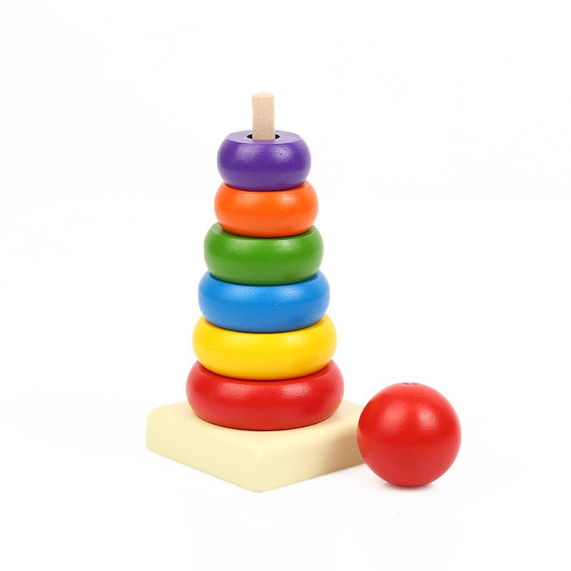 Tháp Cầu Vòng Bằng Gỗ Cho Bé Loại Nhỏ BeThongMinh - Đồ Chơi Gỗ Thông Minh Montessori