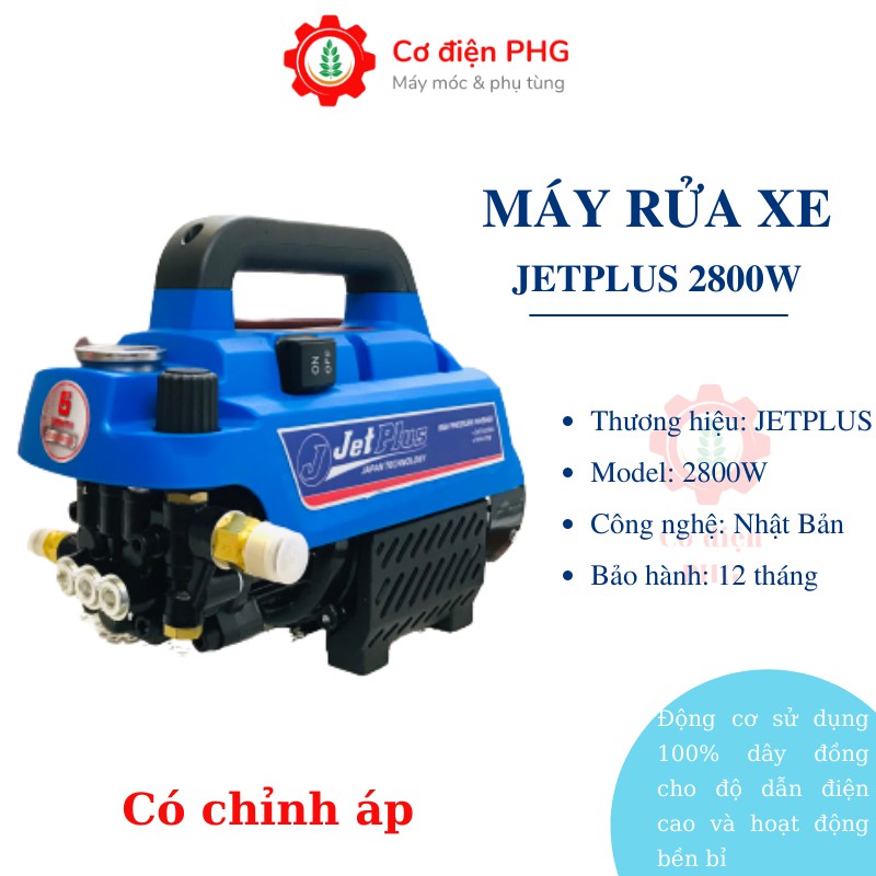 Máy rửa xe JETPLUS 2800W chuyên dùng xịt rửa ô tô, xe máy, vệ sinh nhà cửa | Công suất 2800W | Công nghệ Nhật Bản