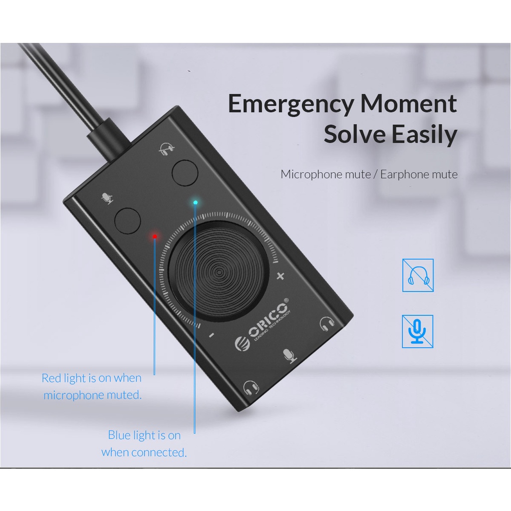 Cáp chuyển USB ra Sound ORICO 7-1 SC2 BK EP (jack 3.5mm Headphone và Microphone) Màu đen