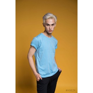 ÁO THUN NAM TRƠN AGE2X - MÀU XANH THIÊN THANH