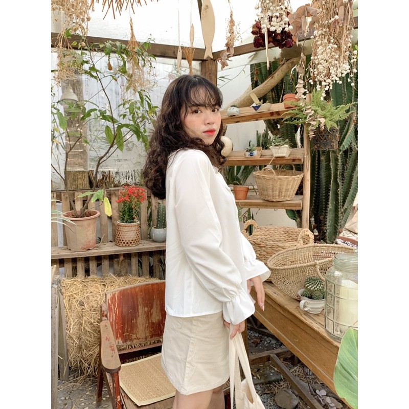 Áo sơ mi kiểu nơ cổ