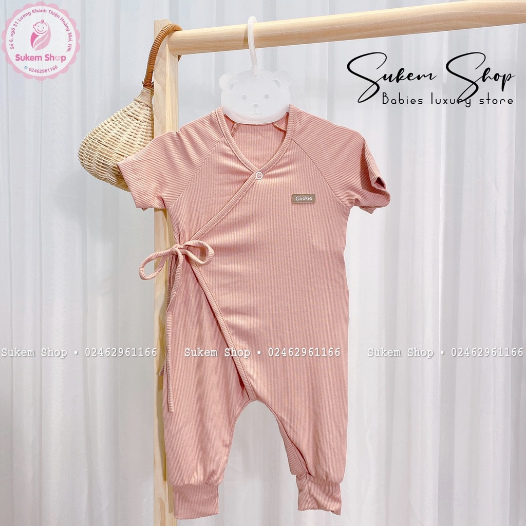 Body Cookie/Romper Cộc Tay Cookie Buộc Dây Chất Cotton Tăm Mềm Mại Xinh Xắn