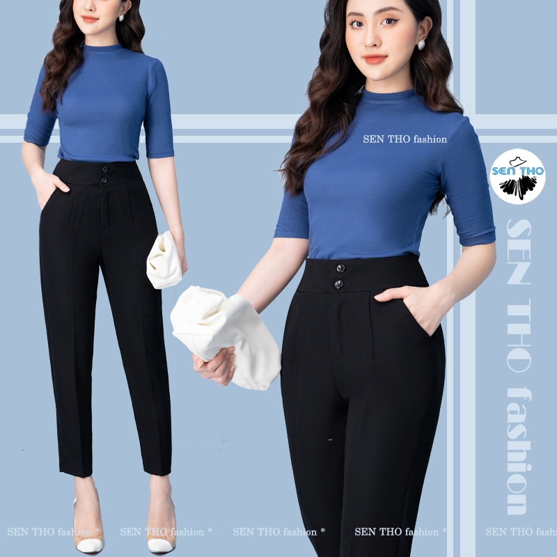 Quần Baggy Nữ Công Sở Cạp To 2 Cúc Chất Vải Vitex Cao Cấp, Quần Vải Nữ Cạp Cao, Sang Trọng,Thanh Lịch