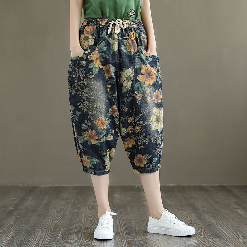 Quần Jeans Lửng Ống Rộng Phong Cách Retro Thời Trang Cho Nữ