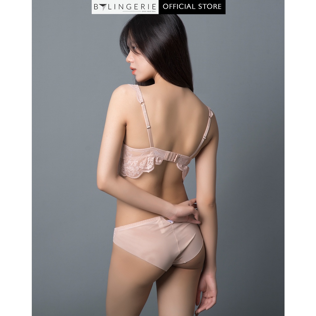 Bộ đồ lót ren nữ BY LINGERIE màu nude có gọng độn mút dày siêu nâng ngực B226 | BigBuy360 - bigbuy360.vn