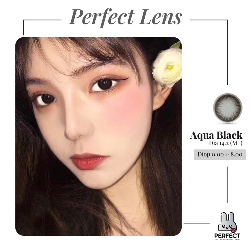 Lens Mắt , Kính Áp Tròng AQUA BLACK Có Độ Cận và Không Độ , DIA 14.2 , Dành Cho Mắt Nhạy Cảm Giá Sale