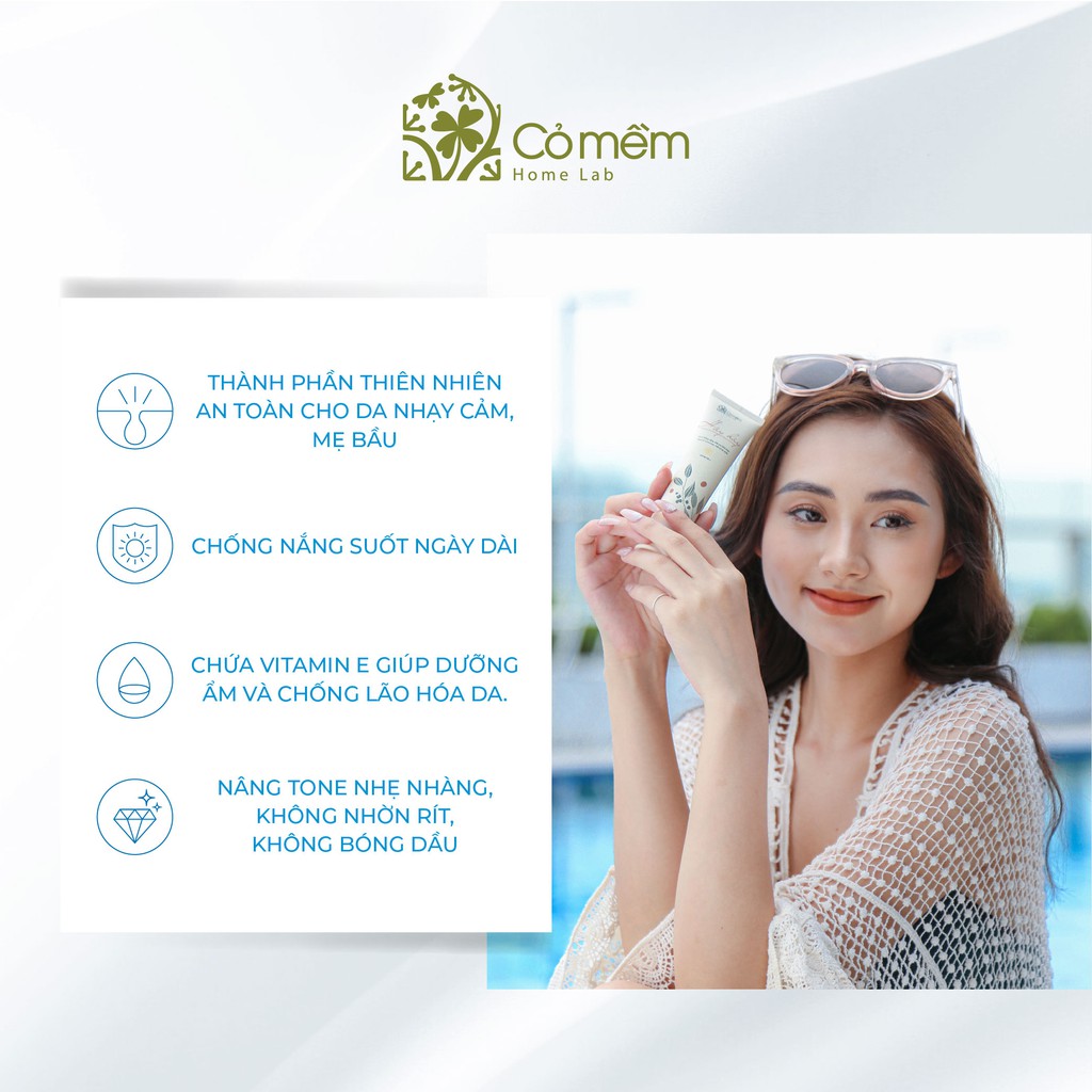 Kem Chống Nắng Thiên Nhiên Thấm Nhanh An Toàn Cho Da Hây Hây SPF 40, PA ++ Cỏ Mềm 60g