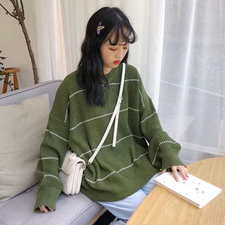 ÁO LEN NỮ KẺ NGANG PHONG CÁCH HÀN QUỐC CÓ HÌNH THẬT