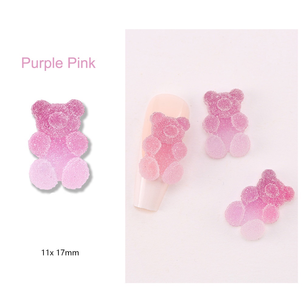 Set 20 Phụ Kiện Trang Trí Móng Tay 3D Bằng Nhựa Resin Mềm Hình Gấu Màu Gradient Phong Cách Nhật Bản Dễ Thương