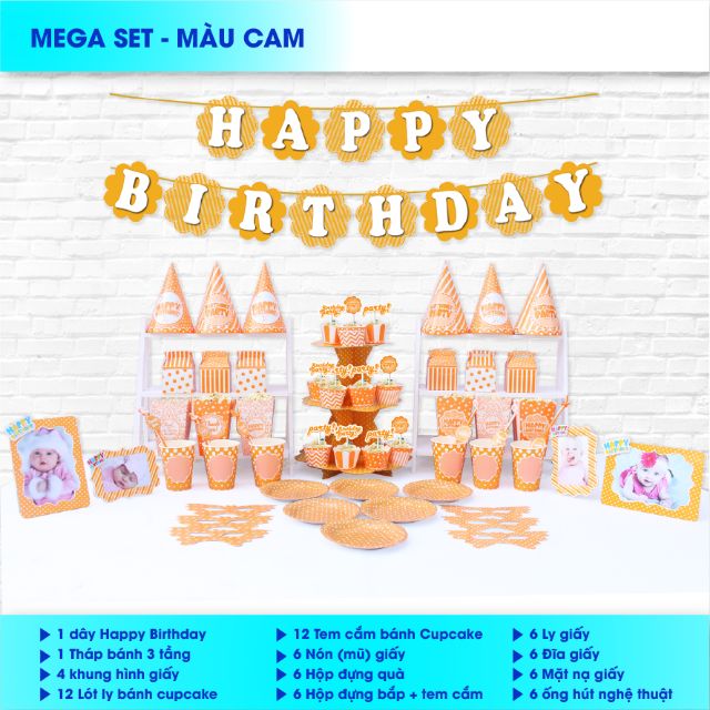 Set MEGA trang trí sinh nhật có 6 màu