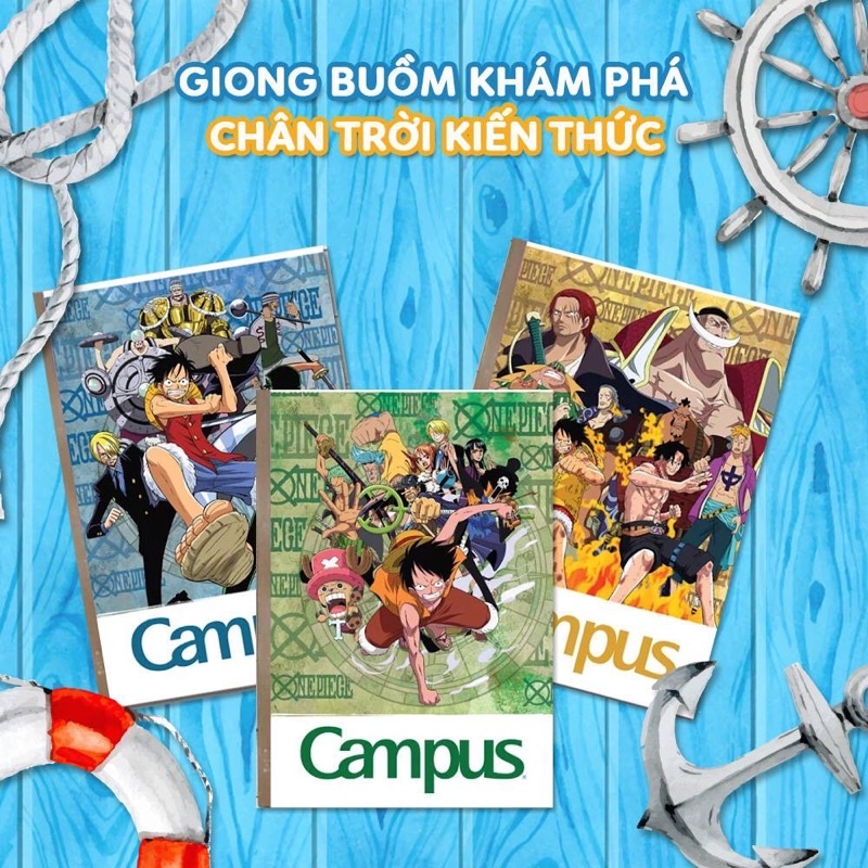 (Lốc 10 quyển) Vở CAMPUS kẻ ngang 80,120, 200 tr ONE PIECE, tập ONE PIECE