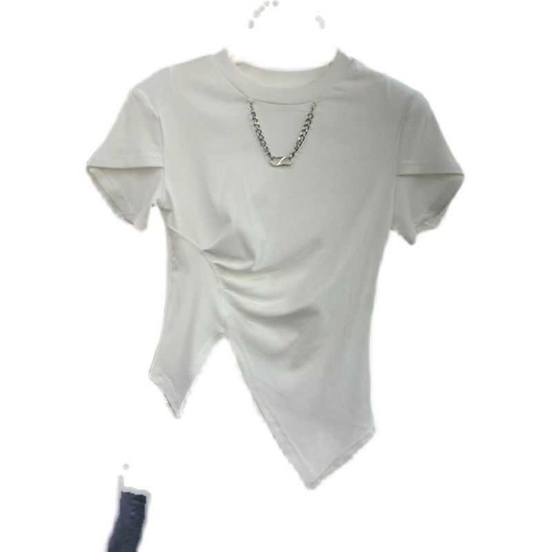 Áo Thun Ngắn Dáng Ôm Xẻ Tà Thời Trang Xuân Hè 2022 Phong Cách Mới Cho Nữ