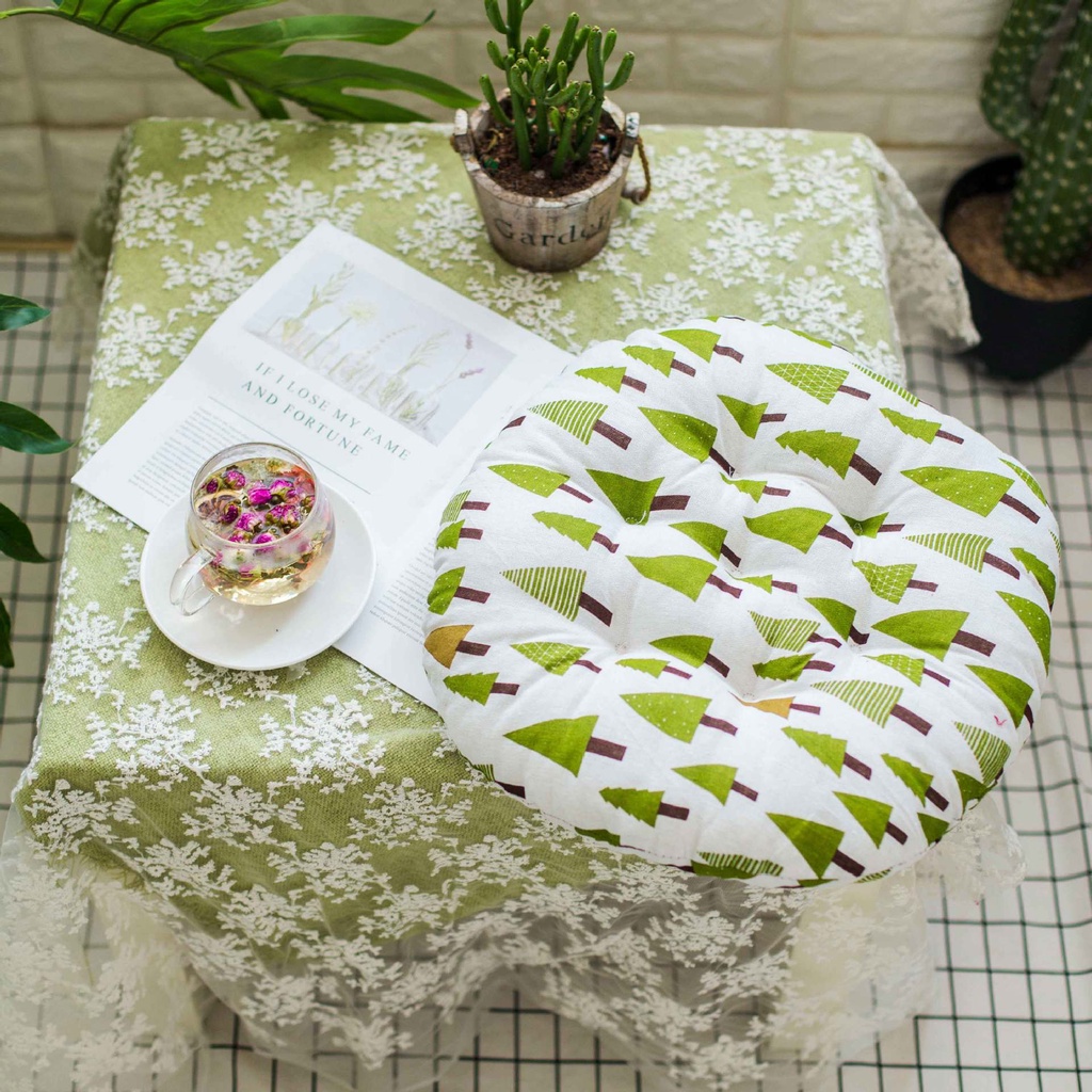 Đệm Ngồi Hình Tròn Bằng Cotton Lanh Dày Dặn Mềm Mại Thoáng Khí Cho Học Sinh / Văn Phòng