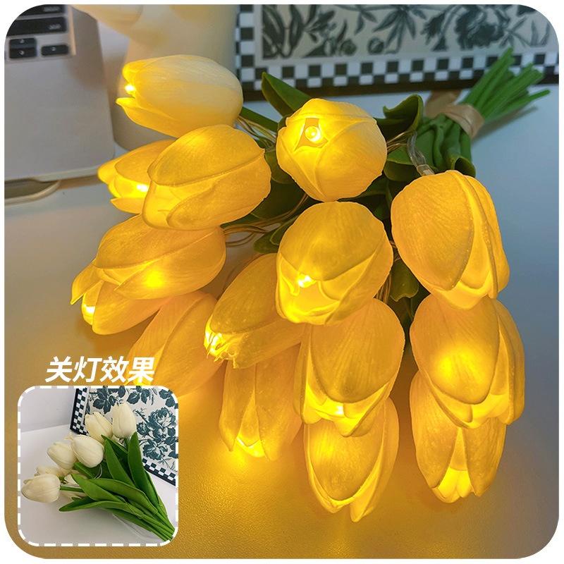 SET 10 bông hoa Tulip  giả gắn đèn led  mùi thơm nhẹ, giống thật 99%