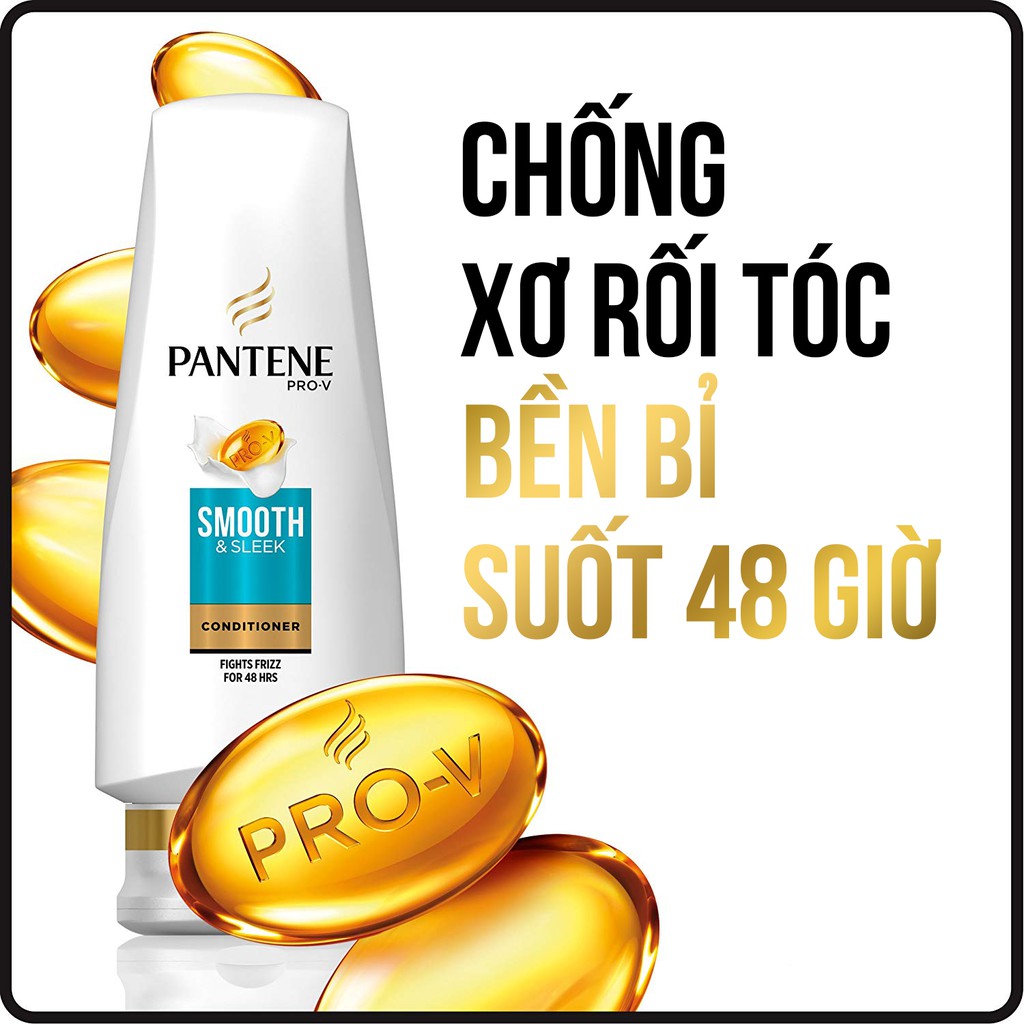 Dầu Xả Pantene ProV Smooth &amp; Sleek Conditioner Óng Mượt Mái Tóc 355ml