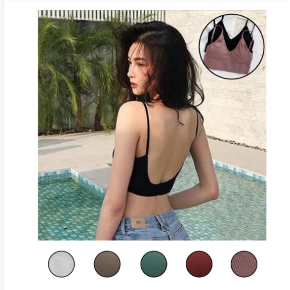 Áo bra len tăm hở lưng dáng chữ U gợi cảm