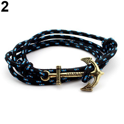 Vòng tay nhiều sợi mặt hình mỏ neo cho nam