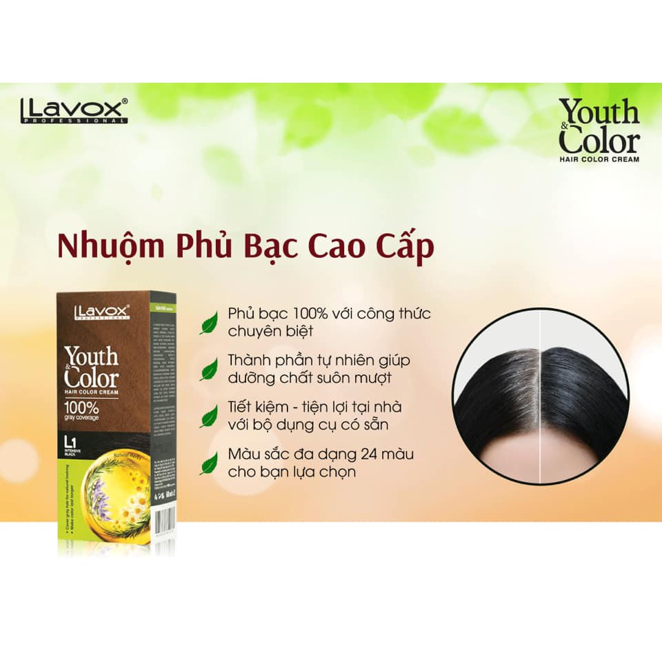 [ĐỦ MÀU] 5 Hộp Nhuộm Phủ Bạc Cao Cấp LAVOX 60mlx2 [Đen/ Nâu Đen/ Nâu Nhạt/ Nâu Sáng/ Nâu Chocolate] L1 - L6