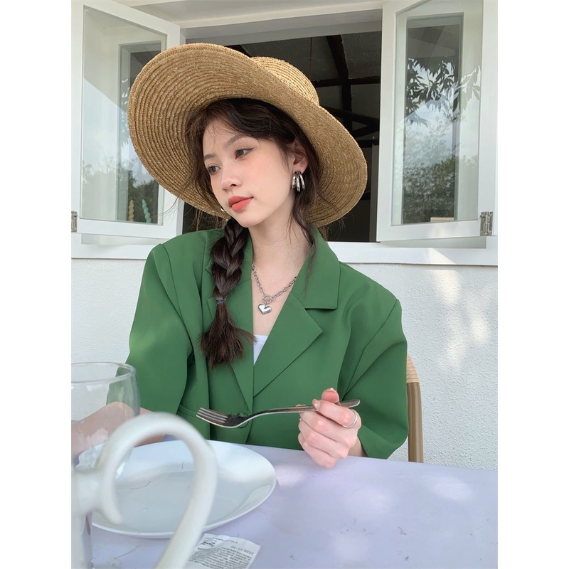 Porozi Áo khoác vest  tay ngắn phong cách Hàn Quốc thời trang dành cho nữ